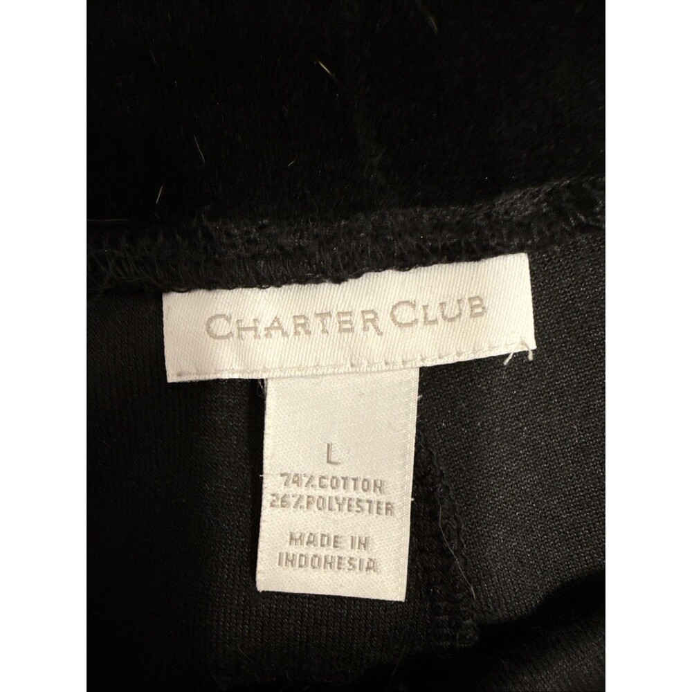 Charter Club Black Velour Track Pants Women's Size Large - Picture 3 of 4